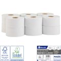 Papier toaletowy MERIDA CLASSIC, biały, średnica 19 cm, długość 180 m, jednowarstwowy, zgrzewka 12 szt., ECOLABEL